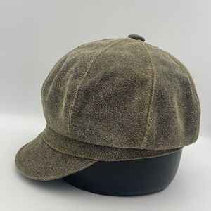New York Hat Co. Genuine Leather Spitfire Cabbie Hat Cap MADE IN USA Size Large